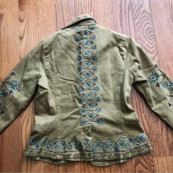 David Bitton Buffalo RARE Embroidered Collar V-neck  Tan Jacket Women’s Size S - Picture 15 of 16